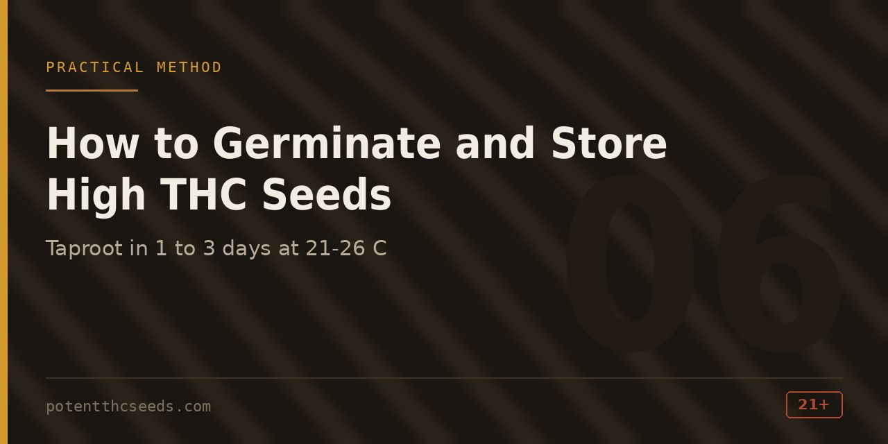 Section cover on germination and storage, noting a taproot within one to three days at 21 to 26 degrees Celsius