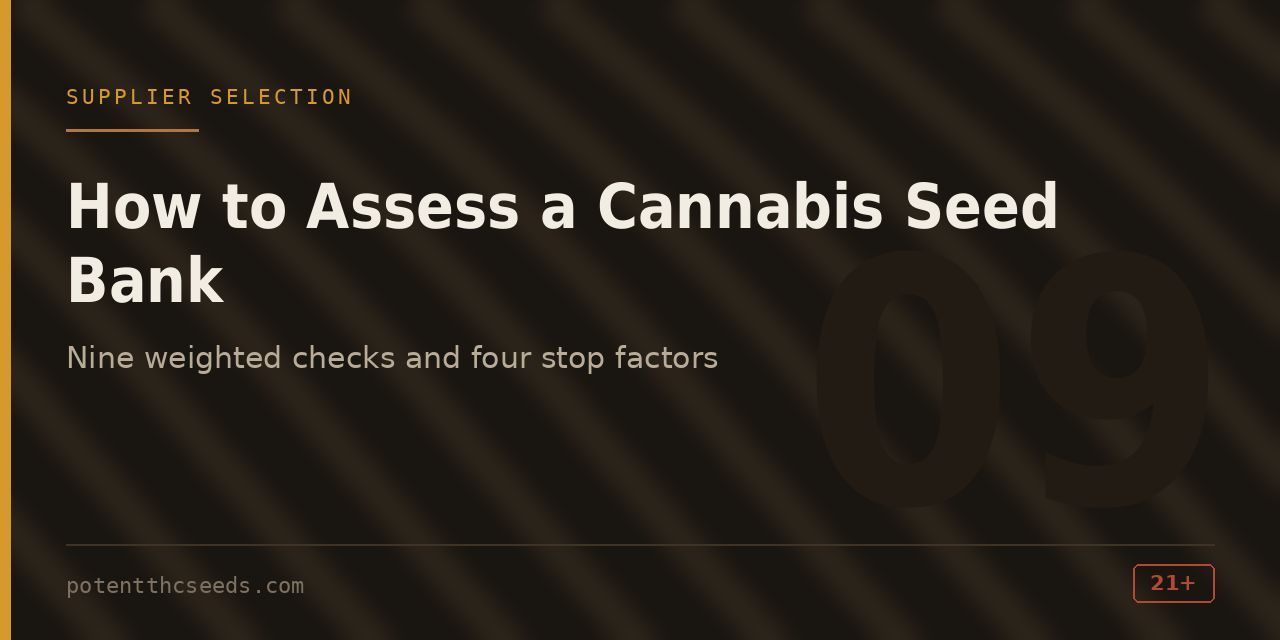 Section cover on supplier selection, referencing nine weighted checks and four stop factors